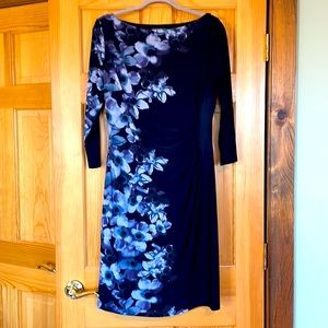 Lauren dress with floral print.  Cinched at waist.  Great for office!